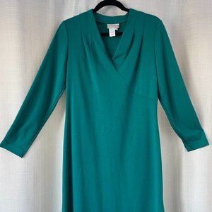 NWOT Coldwater Creek Gemstone Green Classic V-Neck Dress